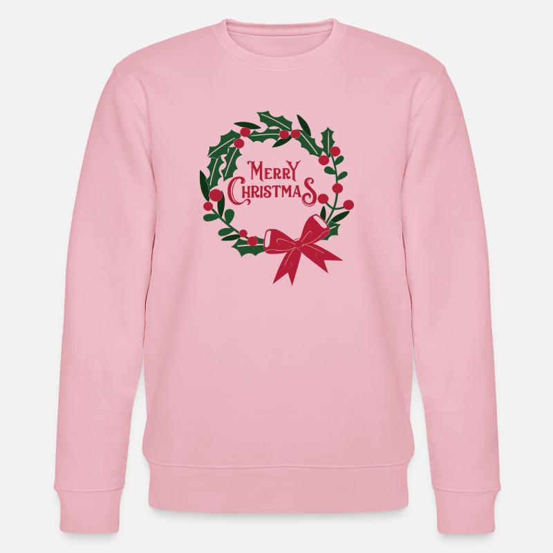 Weihnachtskranz mit roter Schleife - Stanley/Stella Unisex Bio-Sweatshirt CHANGER  - Hellrosa