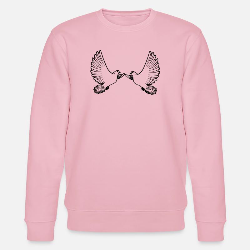 Zwei Tauben transparent - Stanley/Stella Unisex Bio-Sweatshirt CHANGER  - Hellrosa