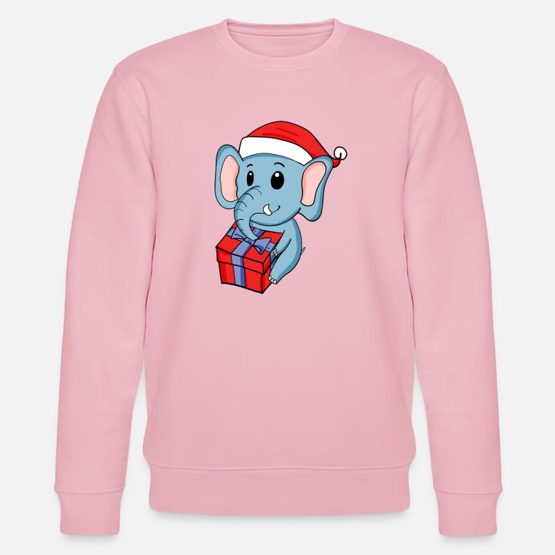Weihnachten Elefant mit Geschenke - Stanley/Stella Unisex Bio-Sweatshirt CHANGER - Hellrosa