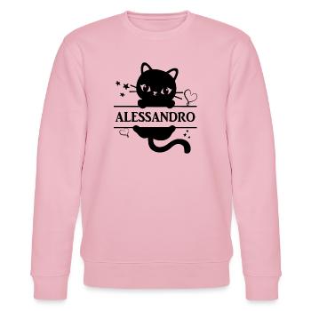 T-Shirt Alessandro T-Shirt Katze Geschenkidee Katze Katze - Stanley/Stella Unisex Bio-Sweatshirt CHANGER  - Hellrosa - Vorne - Jaron (178cm) & Liana (172cm)