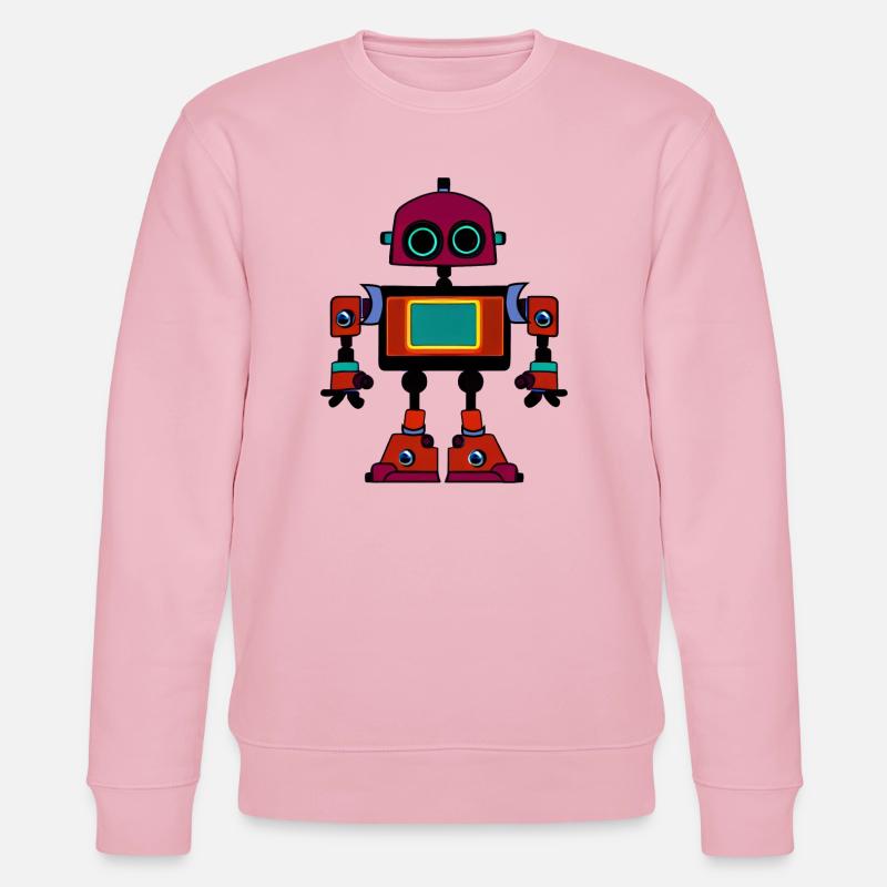 Farbenfroher Retro-Roboter - Stanley/Stella Unisex Bio-Sweatshirt CHANGER  - Hellrosa