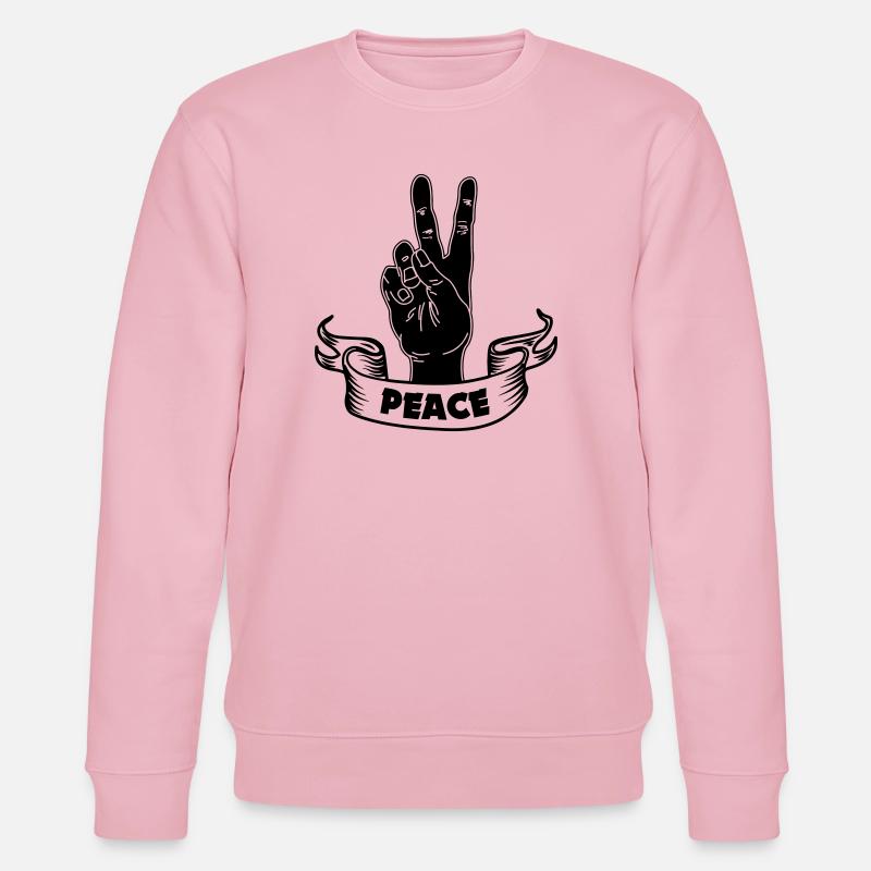 Schwarzer Handfrieden mit Text FRIEDEN - Stanley/Stella Unisex Bio-Sweatshirt CHANGER - Hellrosa