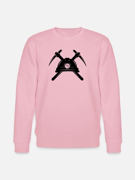 Two pickaxes crossed with helmet - Stanley/Stella CHANGER Unisex Organic Sweatshirt - cotton pink
