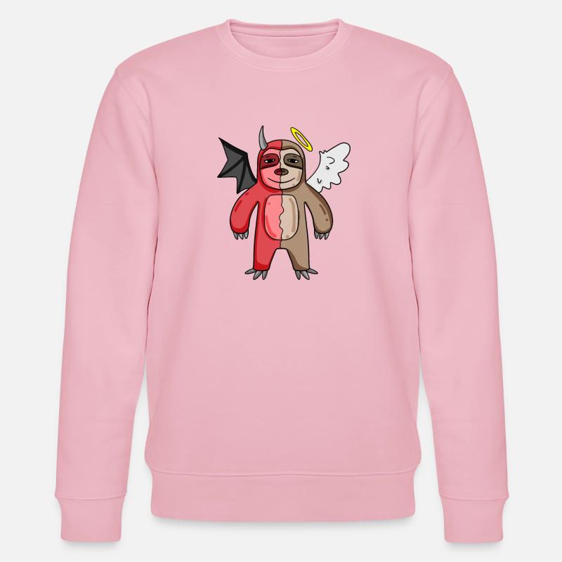 Sloth - Angel and Devil - Stanley/Stella CHANGER Unisex Organic Sweatshirt - cotton pink