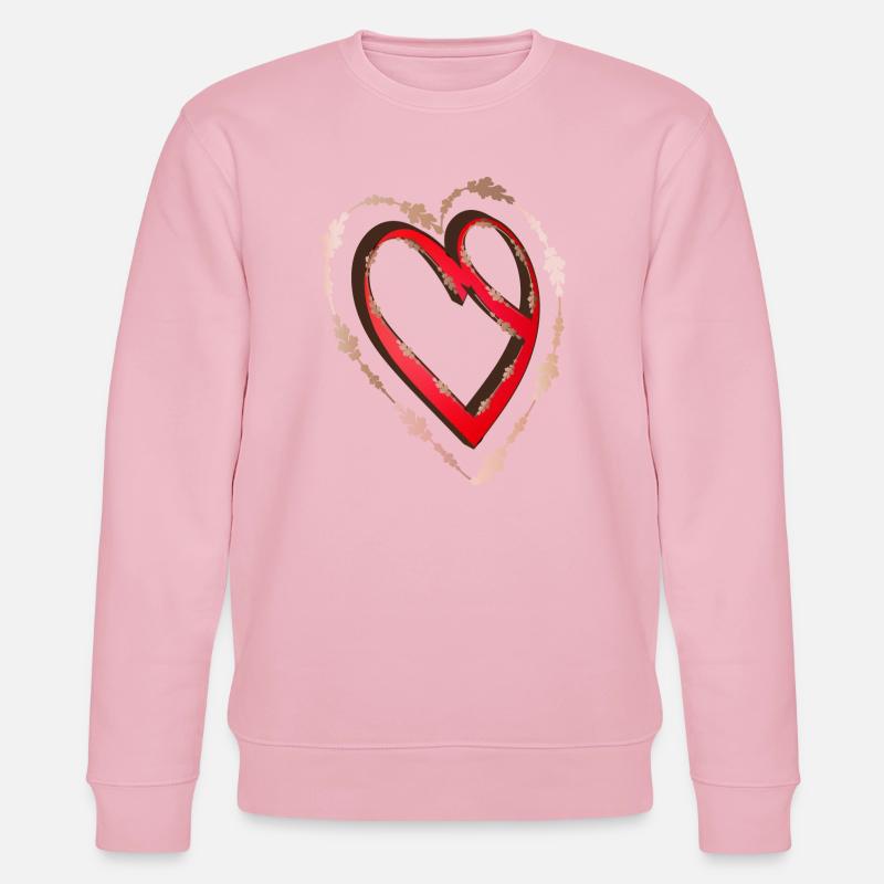 nostalgisches rotes Kalligrafie Herz - Stanley/Stella Unisex Bio-Sweatshirt CHANGER  - Hellrosa