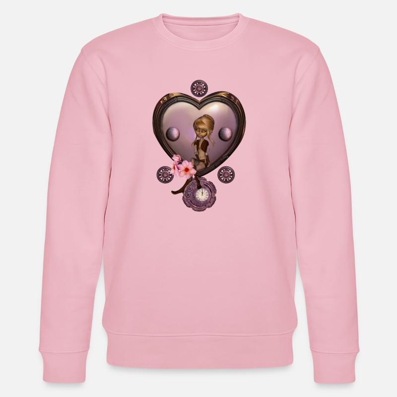 Wunderbares Steampunk-Herz mit Fee - Stanley/Stella Unisex Bio-Sweatshirt CHANGER  - Hellrosa