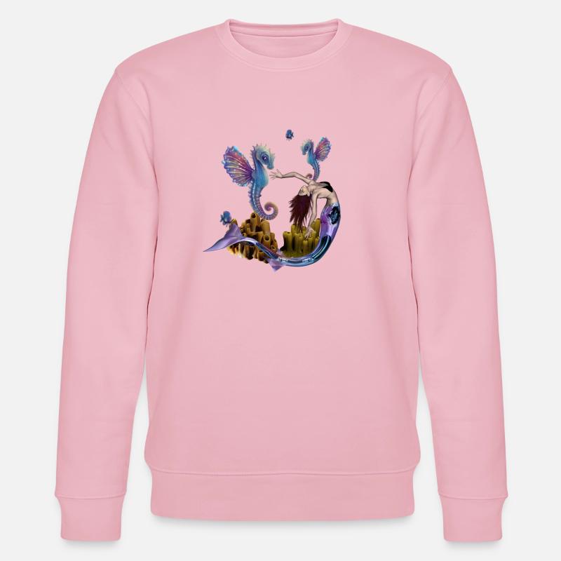 Wunderbare Meerjungfrau mit Seepferdchen - Stanley/Stella Unisex Bio-Sweatshirt CHANGER  - Hellrosa