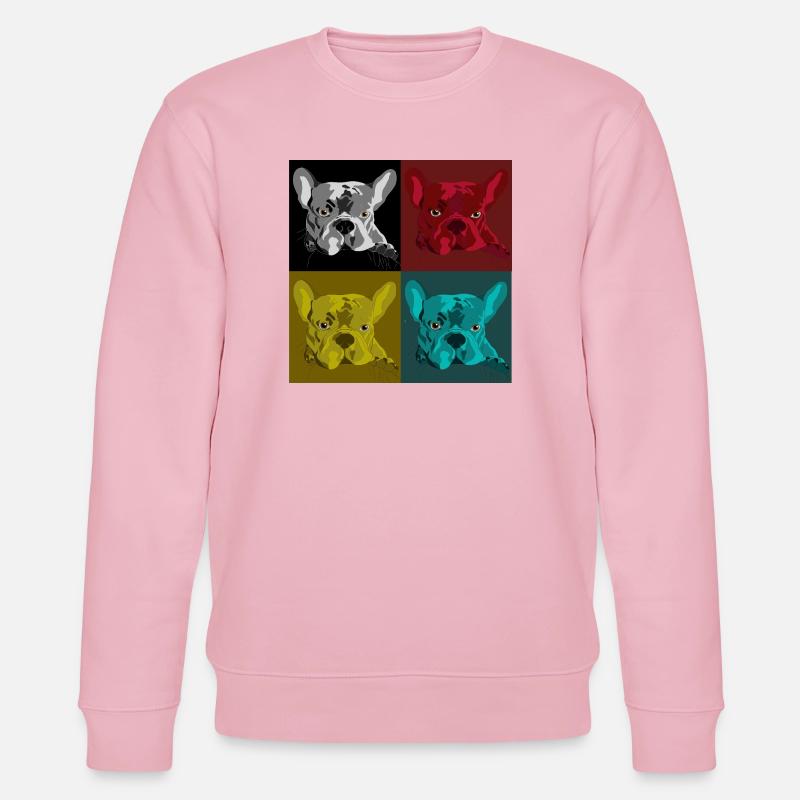Frenchie Pop Art Vierfarb Design - Stanley/Stella Unisex Bio-Sweatshirt CHANGER  - Hellrosa