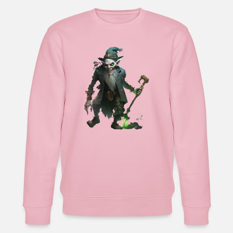 Zombie Zauberer Kobold mit Stab - Stanley/Stella Unisex Bio-Sweatshirt CHANGER  - Hellrosa