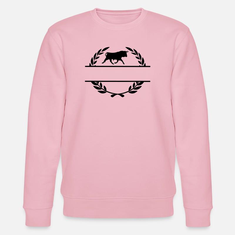 Bull in laurel wreath monogram - Stanley/Stella CHANGER Unisex Organic Sweatshirt - cotton pink