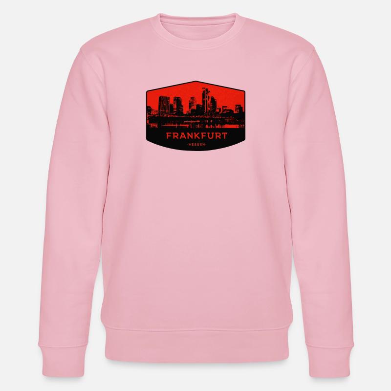 Frankfurter Skyline Patch Rot Schwarz - Stanley/Stella Unisex Bio-Sweatshirt CHANGER  - Hellrosa