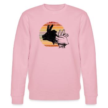 Retro Sunset Peace-Zeichen-Silhouette - Stanley/Stella Unisex Bio-Sweatshirt CHANGER  - Hellrosa - Vorne - Jaron (178cm) & Liana (172cm)