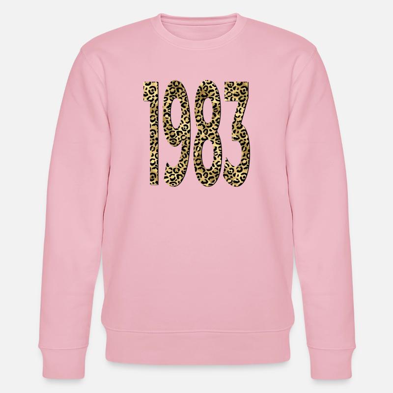 Numéro 1983 - Imprimé Léopard - Anniversaire - Sweat bio CHANGER Stanley/Stella Unisexe - rose pâle