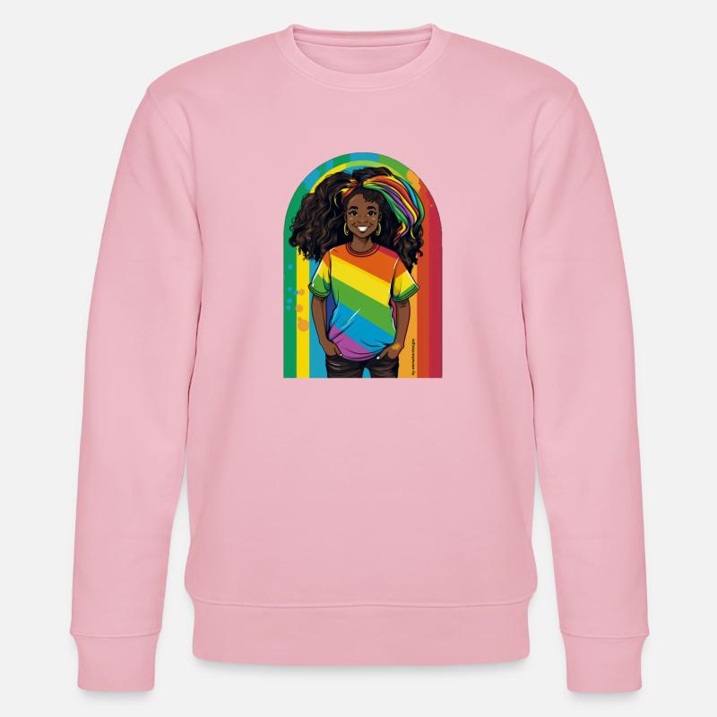 Lebendige Regenbogen-Porträtkunst - Stanley/Stella Unisex Bio-Sweatshirt CHANGER  - Hellrosa