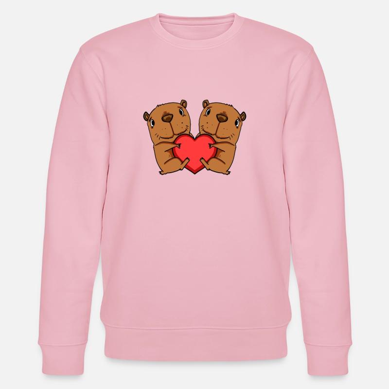 Motif de cœur Capybara capybara - Sweat bio CHANGER Stanley/Stella Unisexe - rose pâle