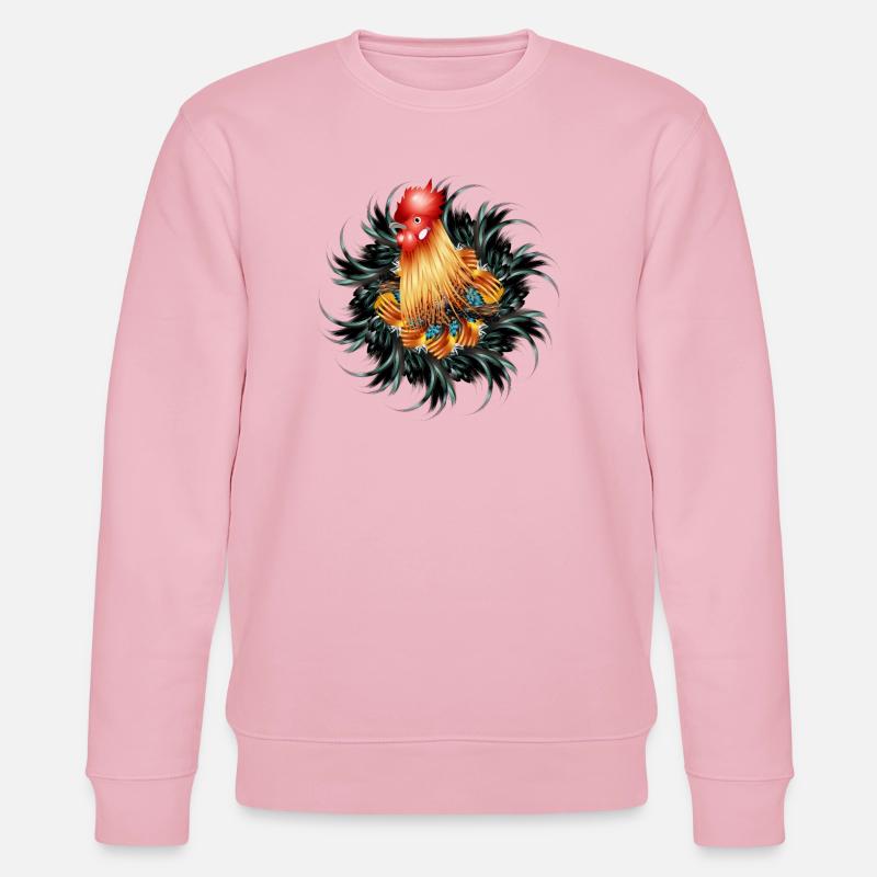 magnificent rooster in feather frame - Stanley/Stella CHANGER Unisex Organic Sweatshirt - cotton pink