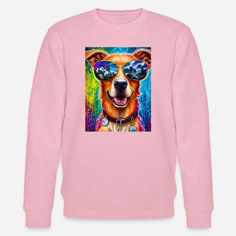 Hund mit Sonnenbrille - Stanley/Stella Unisex Bio-Sweatshirt CHANGER  - Hellrosa