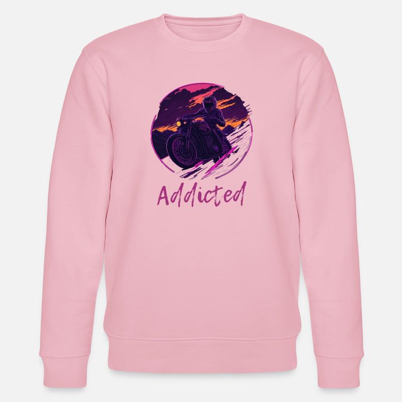 Synthwave Motorcycle Addicted - Stanley/Stella Unisex Bio-Sweatshirt CHANGER  - Hellrosa