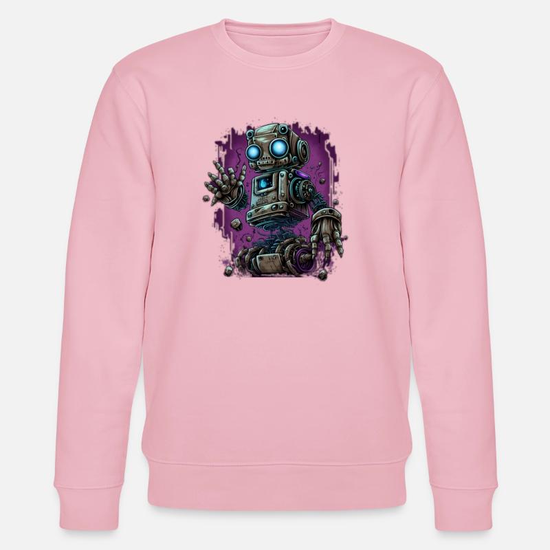Neon-Dampfroboter im Schrottplatz-Schein - Stanley/Stella Unisex Bio-Sweatshirt CHANGER  - Hellrosa