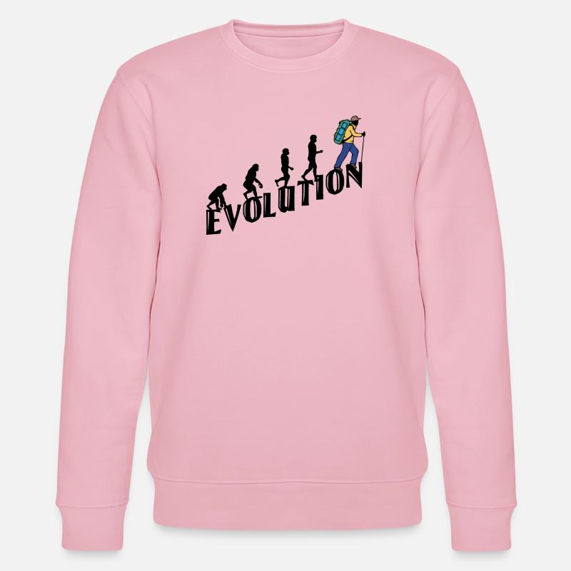 Wandern Evolution Wanderer Wanderung Klettern - Stanley/Stella Unisex Bio-Sweatshirt CHANGER  - Hellrosa