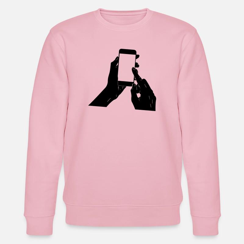 Smartphone in der Hand - Stanley/Stella Unisex Bio-Sweatshirt CHANGER  - Hellrosa
