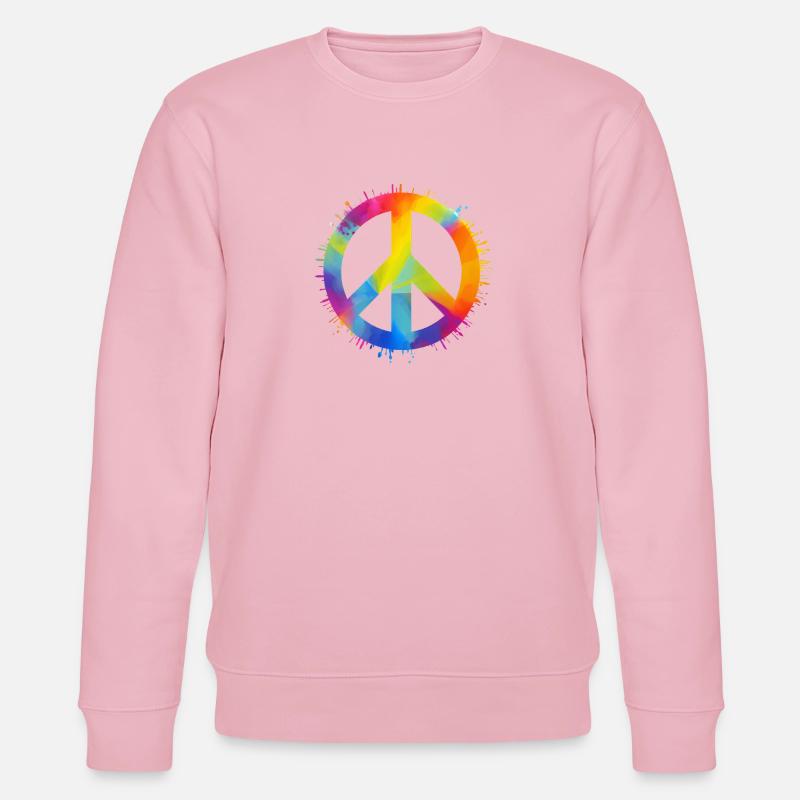 Regenbogen Peace - Stanley/Stella Unisex Bio-Sweatshirt CHANGER  - Hellrosa