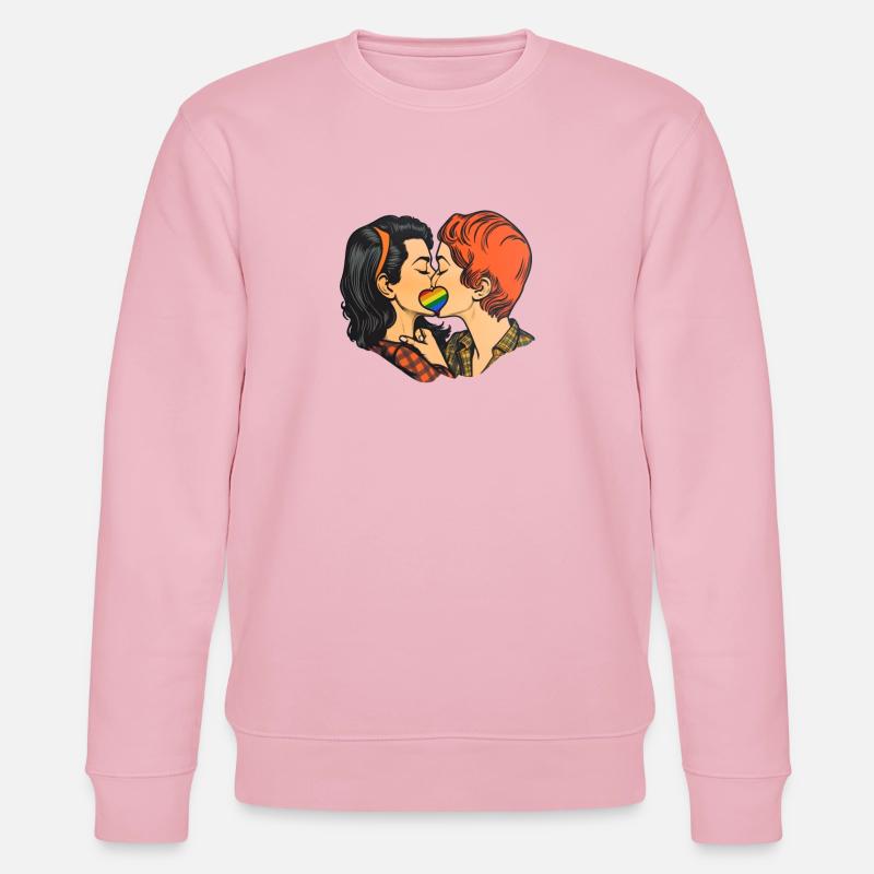 Liebespaar mit Regenbogenherz - Stanley/Stella Unisex Bio-Sweatshirt CHANGER  - Hellrosa