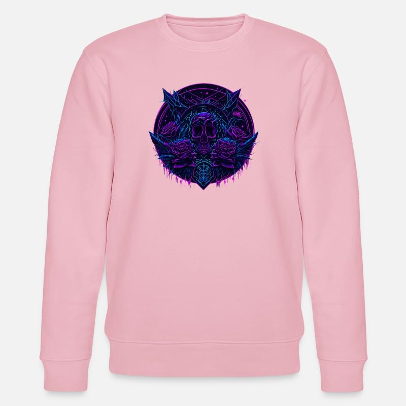 neon Rosen Schädel Vaporwave - Stanley/Stella Unisex Bio-Sweatshirt CHANGER  - Hellrosa