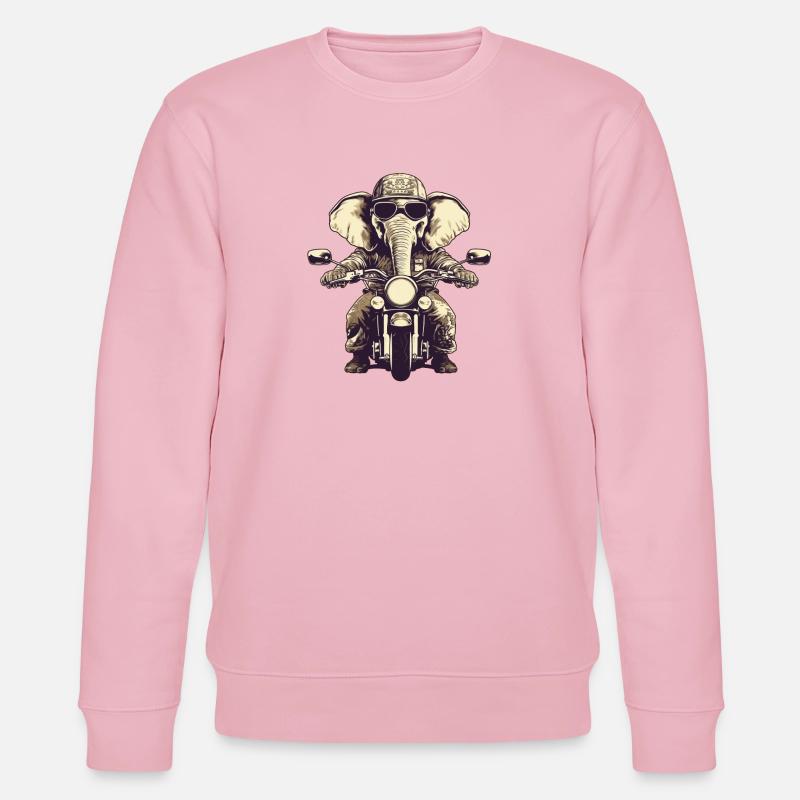 Elefant auf Motorrad - Stanley/Stella Unisex Bio-Sweatshirt CHANGER  - Hellrosa