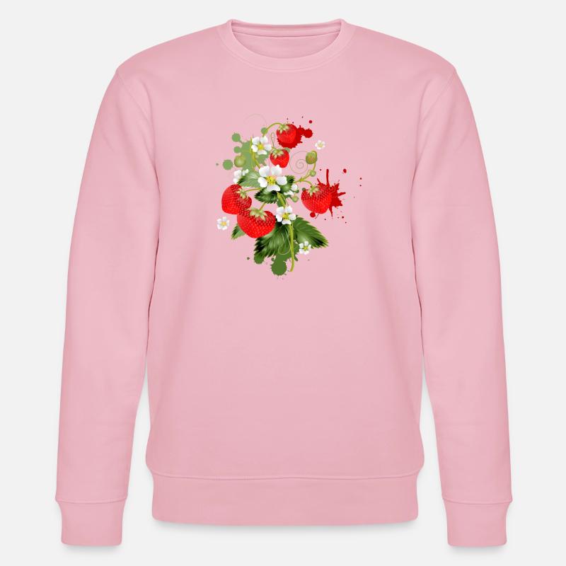 Erdbeeren Pflanze mit Erdbeeren Blüte Graffiti - Stanley/Stella Unisex Bio-Sweatshirt CHANGER - Hellrosa