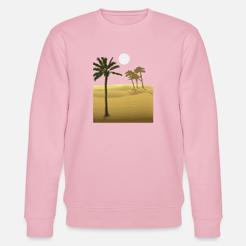 Palme in Wüste | Leinwand Struktur - Stanley/Stella Unisex Bio-Sweatshirt CHANGER  - Hellrosa