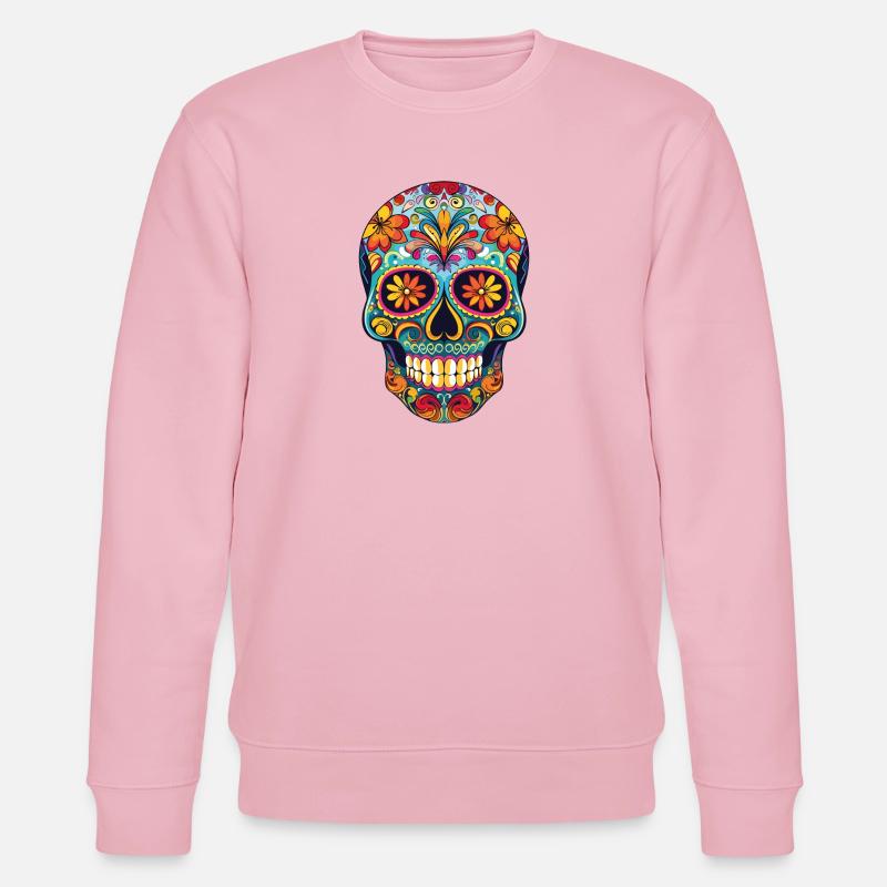 Farbenfroher Totenkopf Muster - Stanley/Stella Unisex Bio-Sweatshirt CHANGER  - Hellrosa