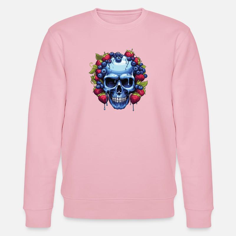 Blauer Schädel mit Beerengirlande - Stanley/Stella Unisex Bio-Sweatshirt CHANGER  - Hellrosa