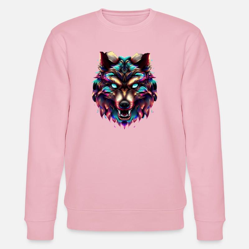 Wolfskopf Synthwave Wolf - Stanley/Stella Unisex Bio-Sweatshirt CHANGER  - Hellrosa