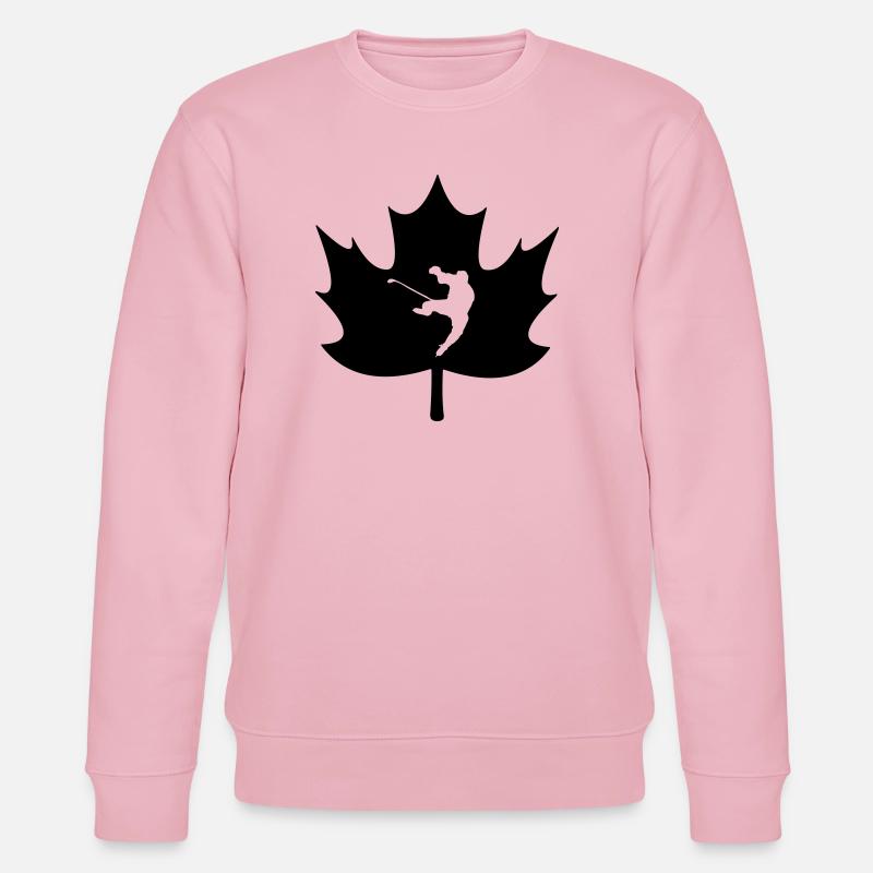 Kanada-Ahornblatt mit geschnitztem Eishockeyspieler - Stanley/Stella Unisex Bio-Sweatshirt CHANGER  - Hellrosa