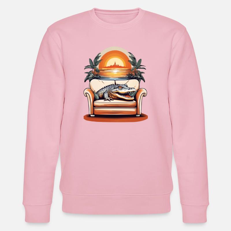 Alligator auf Sofa - Stanley/Stella Unisex Bio-Sweatshirt CHANGER  - Hellrosa