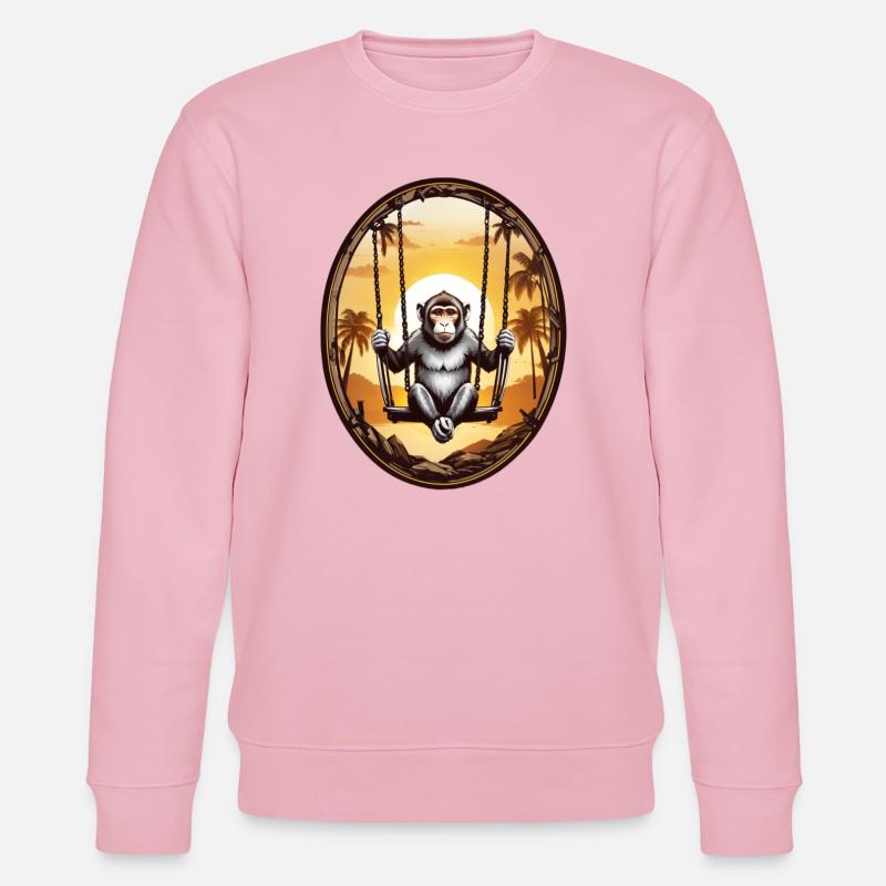 Affe auf Schaukel - Stanley/Stella Unisex Bio-Sweatshirt CHANGER  - Hellrosa