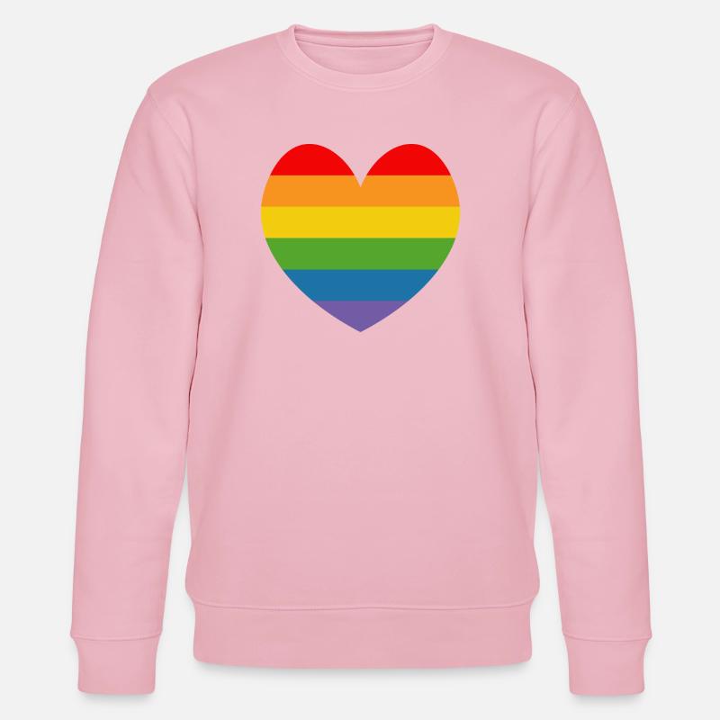 LGBT CSD TShirt Regenbogen HERZ - Stanley/Stella Unisex Bio-Sweatshirt CHANGER  - Hellrosa