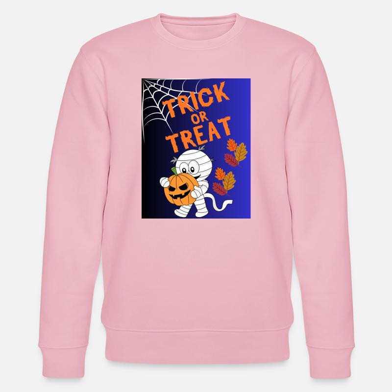 Trick oder Treat Mumie Kürbis - Stanley/Stella Unisex Bio-Sweatshirt CHANGER  - Hellrosa