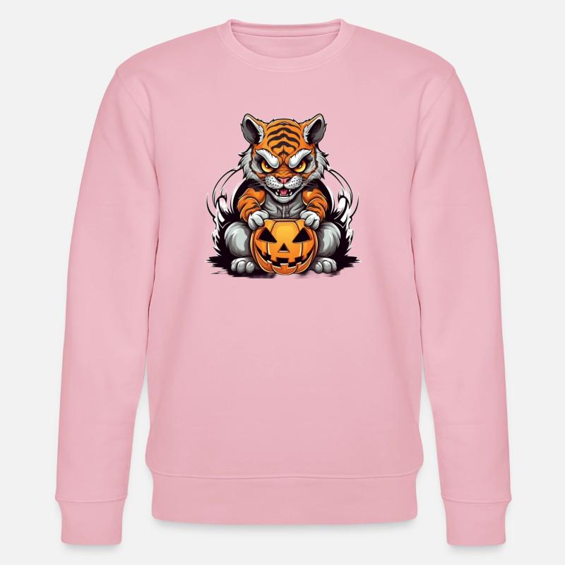 Grimmiger Tiger Halloween Design - Stanley/Stella Unisex Bio-Sweatshirt CHANGER  - Hellrosa