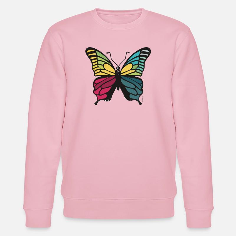 Lebendiger Regenbogenschmetterling - Stanley/Stella Unisex Bio-Sweatshirt CHANGER  - Hellrosa