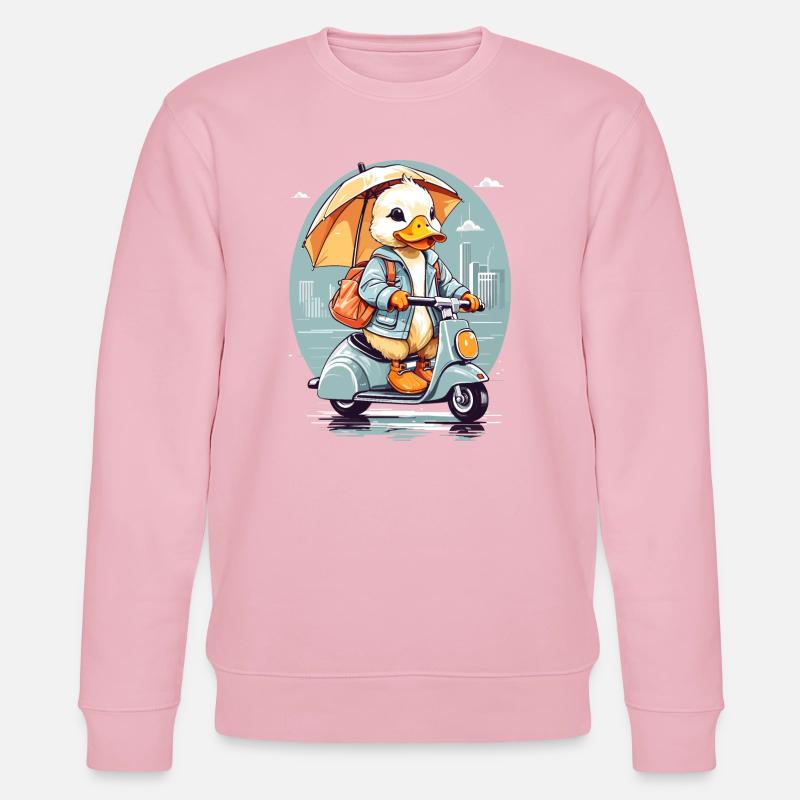 Ente mit Roller - Stanley/Stella Unisex Bio-Sweatshirt CHANGER  - Hellrosa