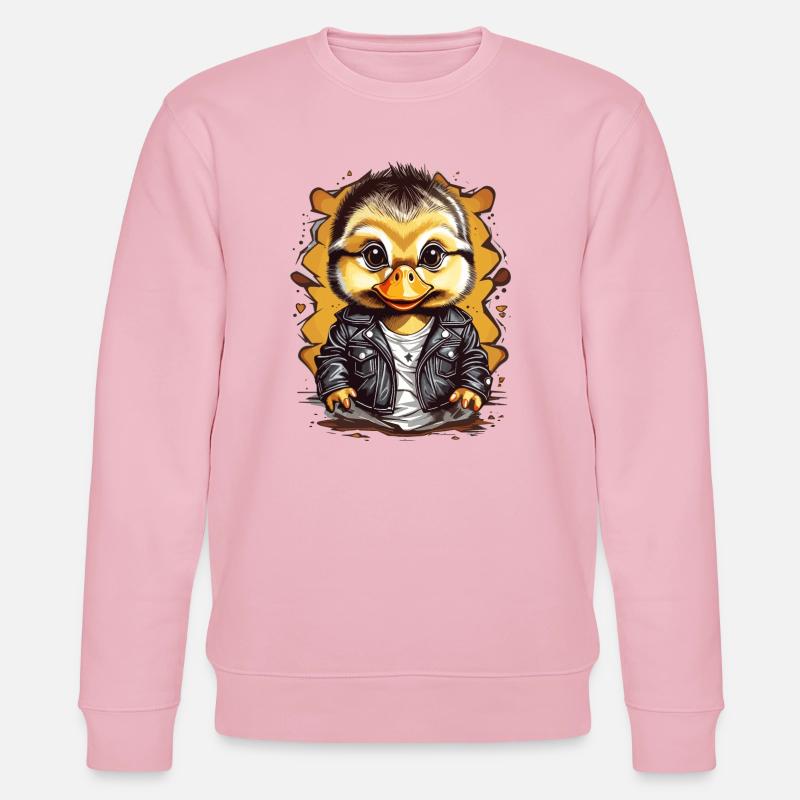 Süße Ente mit Lederjacke - Stanley/Stella Unisex Bio-Sweatshirt CHANGER  - Hellrosa