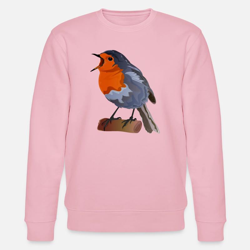 Robin Bird Illustration über Textil - Stanley/Stella Unisex Bio-Sweatshirt CHANGER - Hellrosa