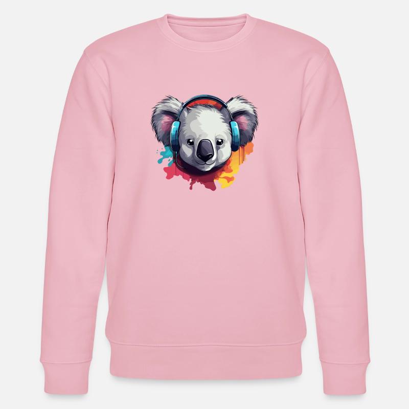 Koala mit Kopfhörer Koalabären - Stanley/Stella Unisex Bio-Sweatshirt CHANGER  - Hellrosa