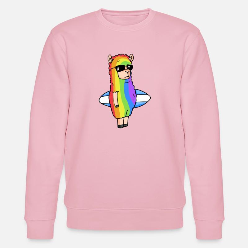 Alpaka Regenbogen Weihnachten - Stanley/Stella Unisex Bio-Sweatshirt CHANGER  - Hellrosa