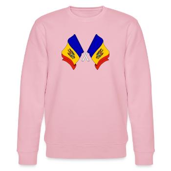 Zwei Flaggen Moldawien - Stanley/Stella Unisex Bio-Sweatshirt CHANGER  - Hellrosa - Vorne - Jaron (178cm) & Liana (172cm)