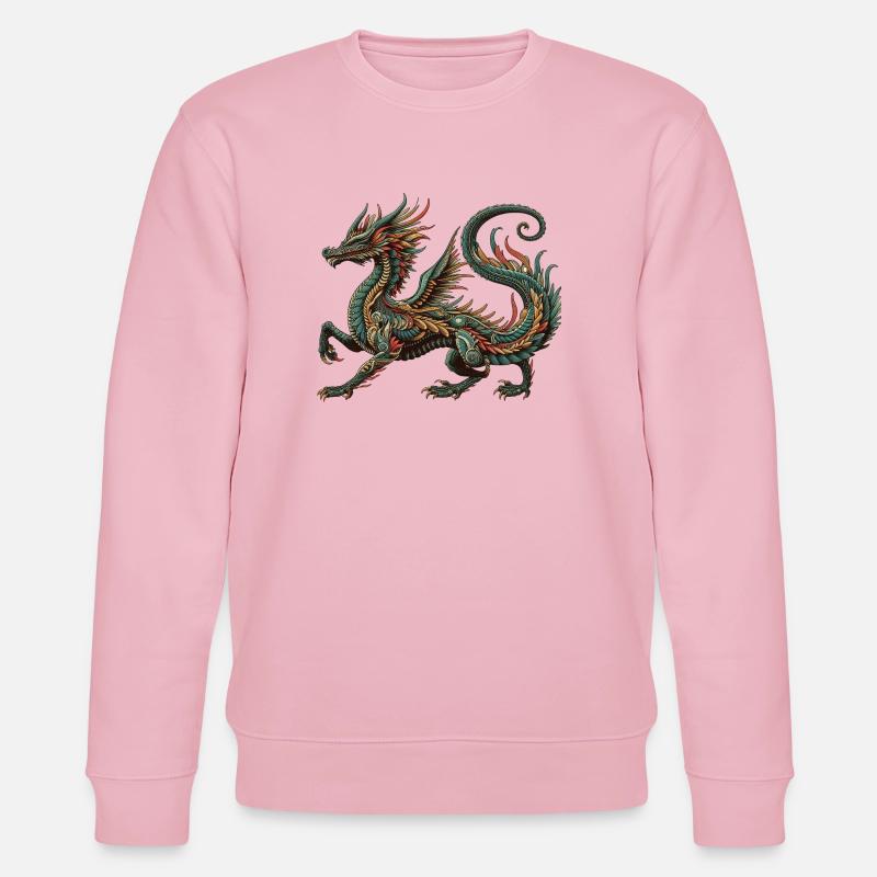 Farbdrache Ornament Tribal Stil - Stanley/Stella Unisex Bio-Sweatshirt CHANGER  - Hellrosa