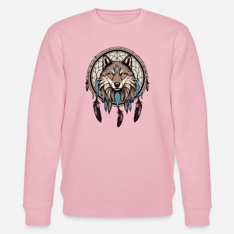 Traumfänger mit Wolf - Stanley/Stella Unisex Bio-Sweatshirt CHANGER  - Hellrosa