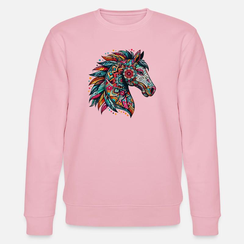 Pferd mit Mandalas verziert - Stanley/Stella Unisex Bio-Sweatshirt CHANGER  - Hellrosa